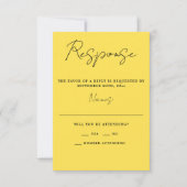 Wahre Einfachheit 3 Script Minimal Sonnenblume Hoc RSVP Karte (Vorderseite)