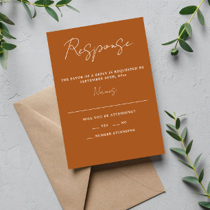 Wahre Einfachheit 3 Script Minimal Terracotta auf RSVP Karte