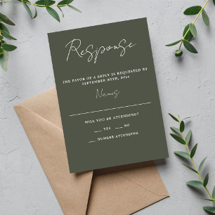 Wahre Einfachheit 3 Script Minimale Camouflage Grü RSVP Karte