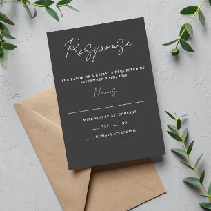 Wahre Einfachheit 3 Script Minimale Charcoole Hoch RSVP Karte