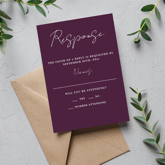 Wahre Einfachheit 3 Script Minimale Hochzeit RSVP Karte