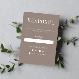 Wahre Einfachheit 6 Taupe Minimalistische Hochzeit RSVP Karte