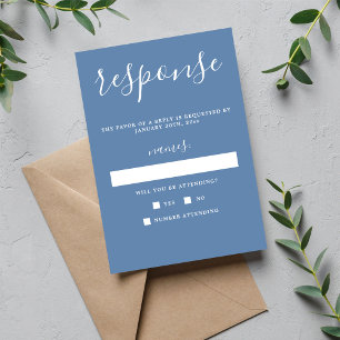 Wahre Einfachheit Denim Blue Minimalistisch Weddin RSVP Karte
