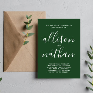 Wahre Einfachheit Evergreen Minimalistisch Wedding Einladung
