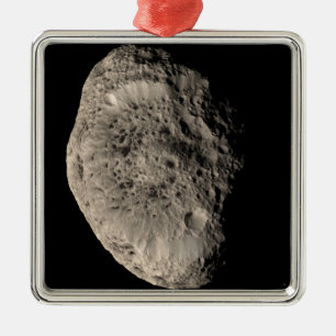 Wahre Farbmosaik von Saturns Mond Hyperion Silbernes Ornament