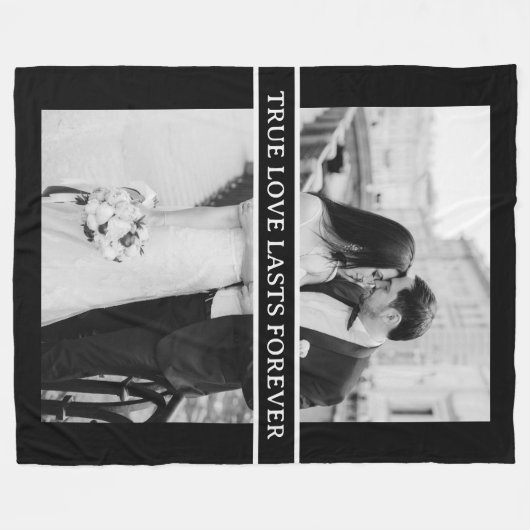 Wahre Liebe dauert für immer Schwarz-weißes Hochze Fleecedecke (Vorderseite (Horizontal))