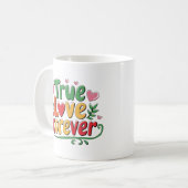 Wahre Liebe für immer Niedliches Herzdesign Romant Kaffeetasse (Vorderseite Links)