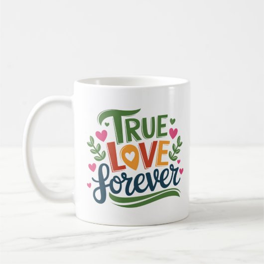 Wahre Liebe für immer - Romantisches Herzdesign Kaffeetasse (Links)