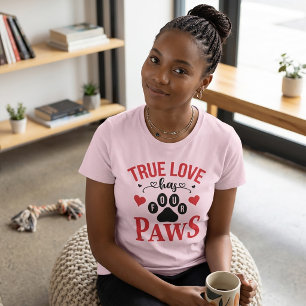 Wahre Liebe hat vier Pfoten Katze Hund Valentins T T-Shirt