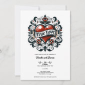 Wahre Liebe Herz Tattoo Aussehen Hochzeit Einladung (Vorderseite)