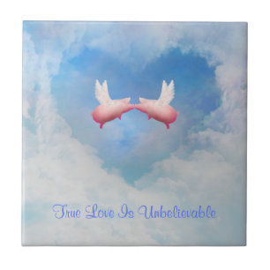 Wahre Liebe ist Unglaublich-Fliegen Schwein-Küssen Fliese