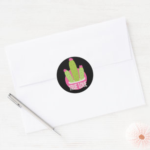 Wahre Liebe Kawaii Kakteen grün und rosa Runder Aufkleber