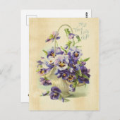 Wahre Liebe Lila Blume Vintage Illustration Postkarte (Vorne/Hinten)