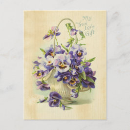 Wahre Liebe Lila Blume Vintage Illustration Postkarte