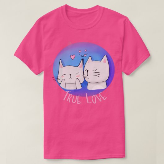 Wahre Liebe mit Katzen und einem Kuss T-Shirt (Design vorne)