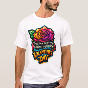 Wahre Liebe Regenbogen Rose Valentinstag Zitat T-S T-Shirt
