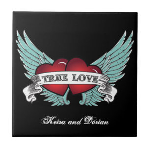Wahre Liebe-Rockabilly Winged Herz Fliese