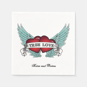Wahre Liebe-Rockabilly Winged Herz Serviette