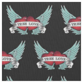 Wahre Liebe-Rockabilly Winged Herz Stoff (Nahaufnahme)