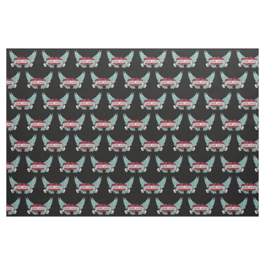 Wahre Liebe-Rockabilly Winged Herz Stoff (Fat Quarter (45,7 x 55,9 cm))