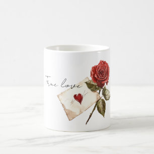 Wahre Liebe Rote Rose Brief Herz Kaffeetasse