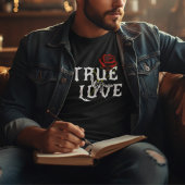 Wahre Liebe Schädelknochen und rote Blume T-Shirt