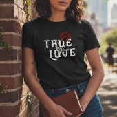 Wahre Liebe Schädelknochen und rote Blume T-Shirt