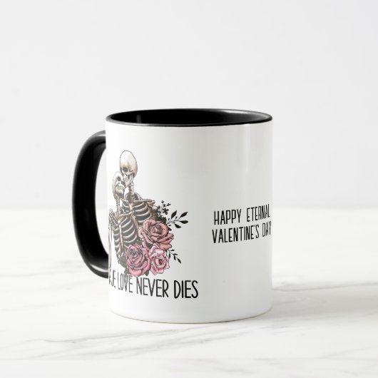 Wahre Liebe stirbt nie an skeleton Spooky-Tasse Tasse (Vorderseite Links)