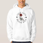 Wahre Liebe stirbt nie Valentine Skelett Hoodie (Vorderseite)