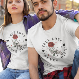 Wahre Liebe stirbt nie Valentine Skelett T-Shirt