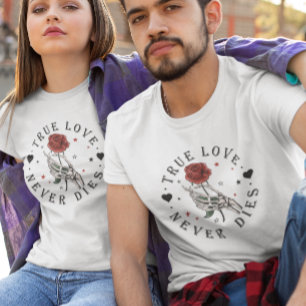 Wahre Liebe stirbt nie Valentins Skelett T-Shirt