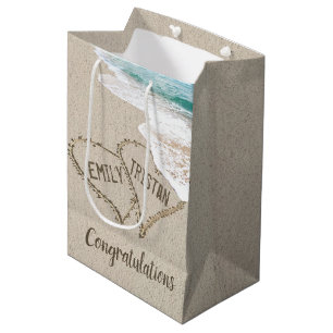 Wahre Liebe Strand Herzen mit Namen Mittlere Geschenktüte