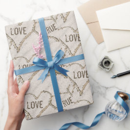 Wahre Liebe Strandherzen mit Starfish Geschenkpapier