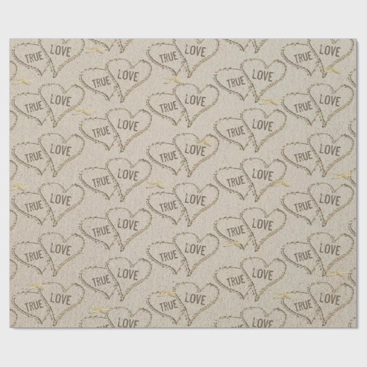 Wahre Liebe Strandherzen mit Starfish Geschenkpapier (Flach)