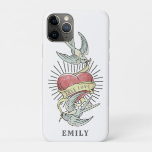 Wahre Liebe Vintage-Tätowierung Vögel mit Herz Case-Mate iPhone Hülle