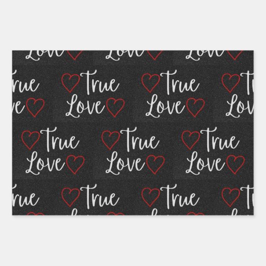 Wahre Liebe Weißer Glitzer Geschenkpapier Set (Vorderseite 2)