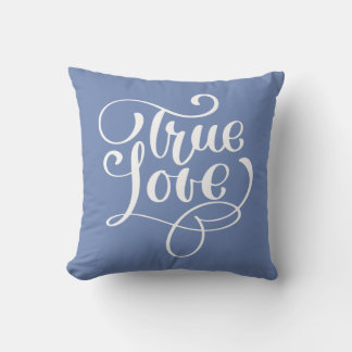 Wahre Liebe Zitat Kornblumenblau-Typografie Hochze Kissen