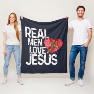 Wahre Männer lieben Jesus Herz Kreuz Fleecedecke
