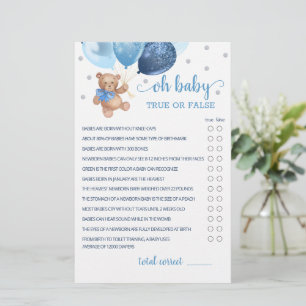 Wahre oder falsche Tatsachen Spiel Baby Shower Ted