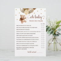 Wahre oder falsche Tatsachen Spiel Baby Shower Ted