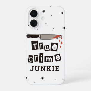 Wahre Verbrechen-Junkie-Blutiges-Messer-Zitat iPhone 16 Hülle