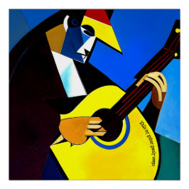 Während meine Gitarre sanft weint kubistische Gita Poster