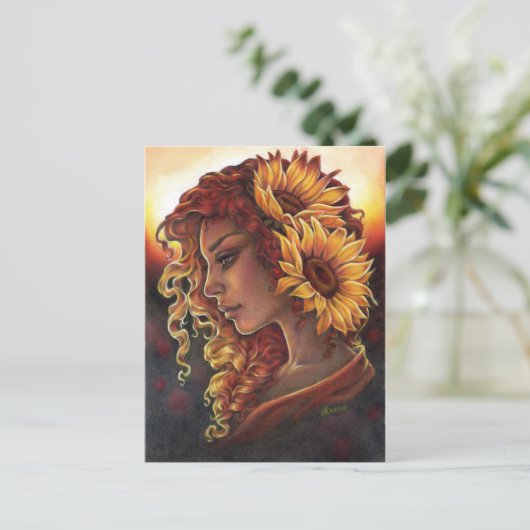 Während Sonnenblumen blühen Postkarte (Stehend Vorderseite)