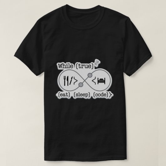 Während True Sleep-Code-Programmierer essen T-Shirt (Design vorne)