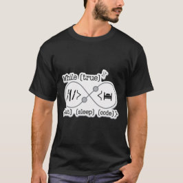 Während True Sleep-Code-Programmierer essen T-Shirt