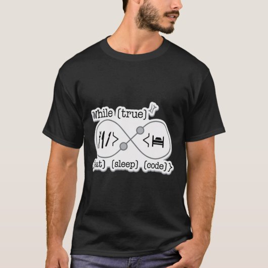 Während True Sleep-Code-Programmierer essen T-Shirt (Vorderseite)
