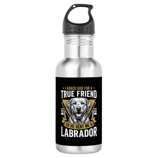 Wahrer Freund Labrador Hund Edelstahlflasche (Vorderseite)