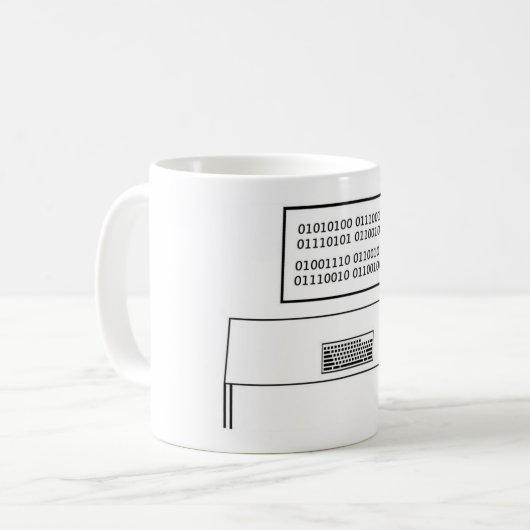 Wahrer Nerd in binär verschlüsseltem ASCII Kaffeetasse (Vorderseite Links)