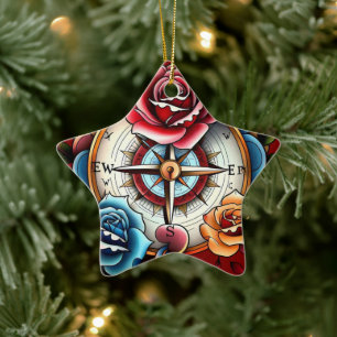 "Wahrer Norden finden" Keramik Ornament
