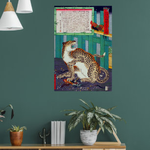 Wahres Bild Lebender Wilder Tiger Kawanabe Kyosai  Poster